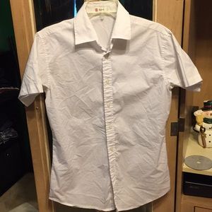 H2H white short sleeve button up